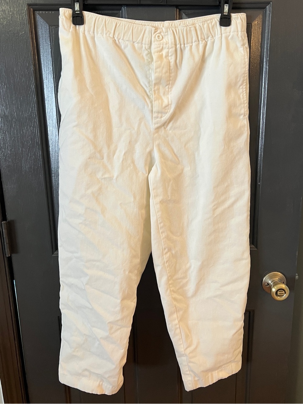 J.Crew Cream Ivory Pleated Pants Size Medium 100% Cotton Ankle Cropped 90s
